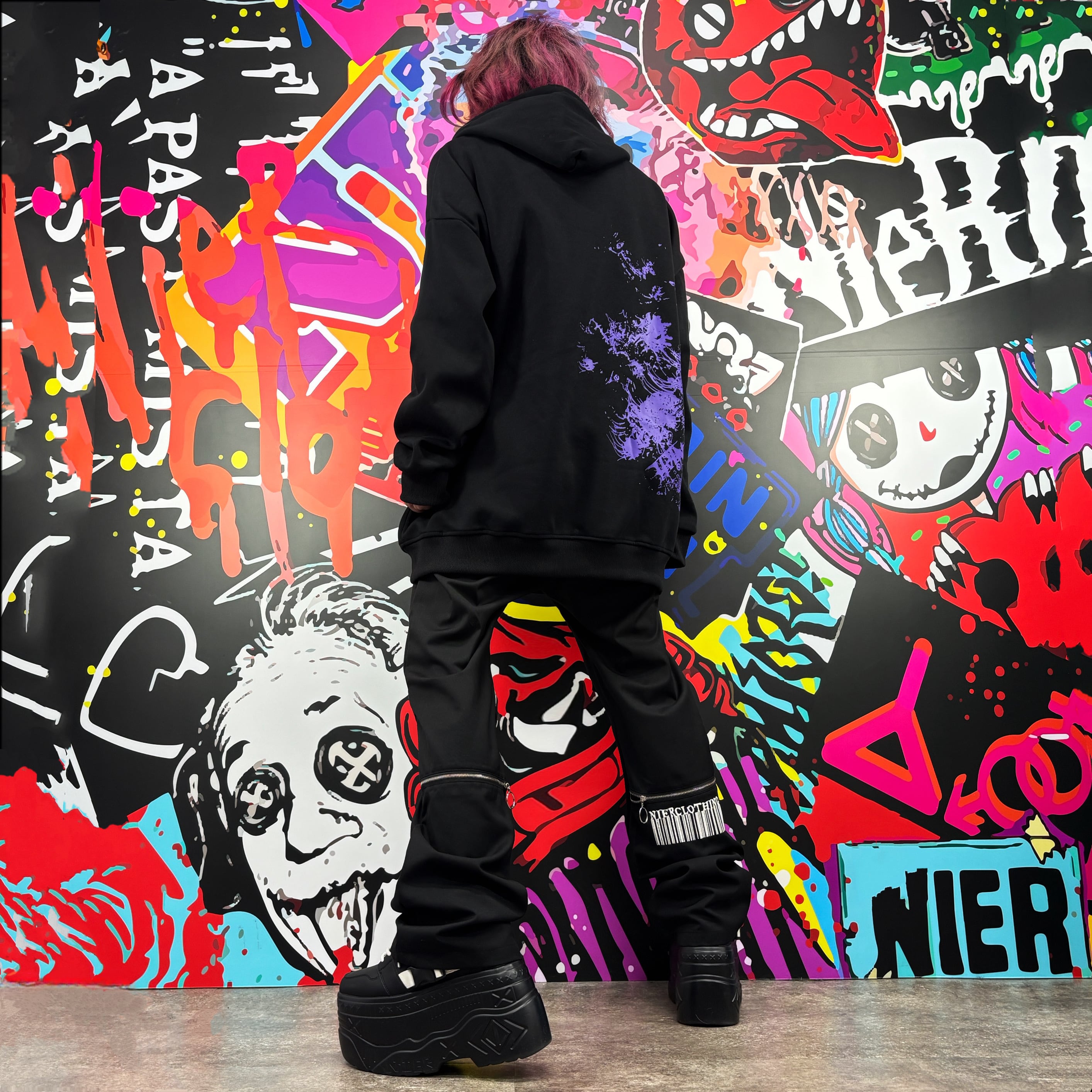 BASE総合ショップNO1記念祭》PURPLE CLAW MARKS BLACK HOODIE【彼岸花