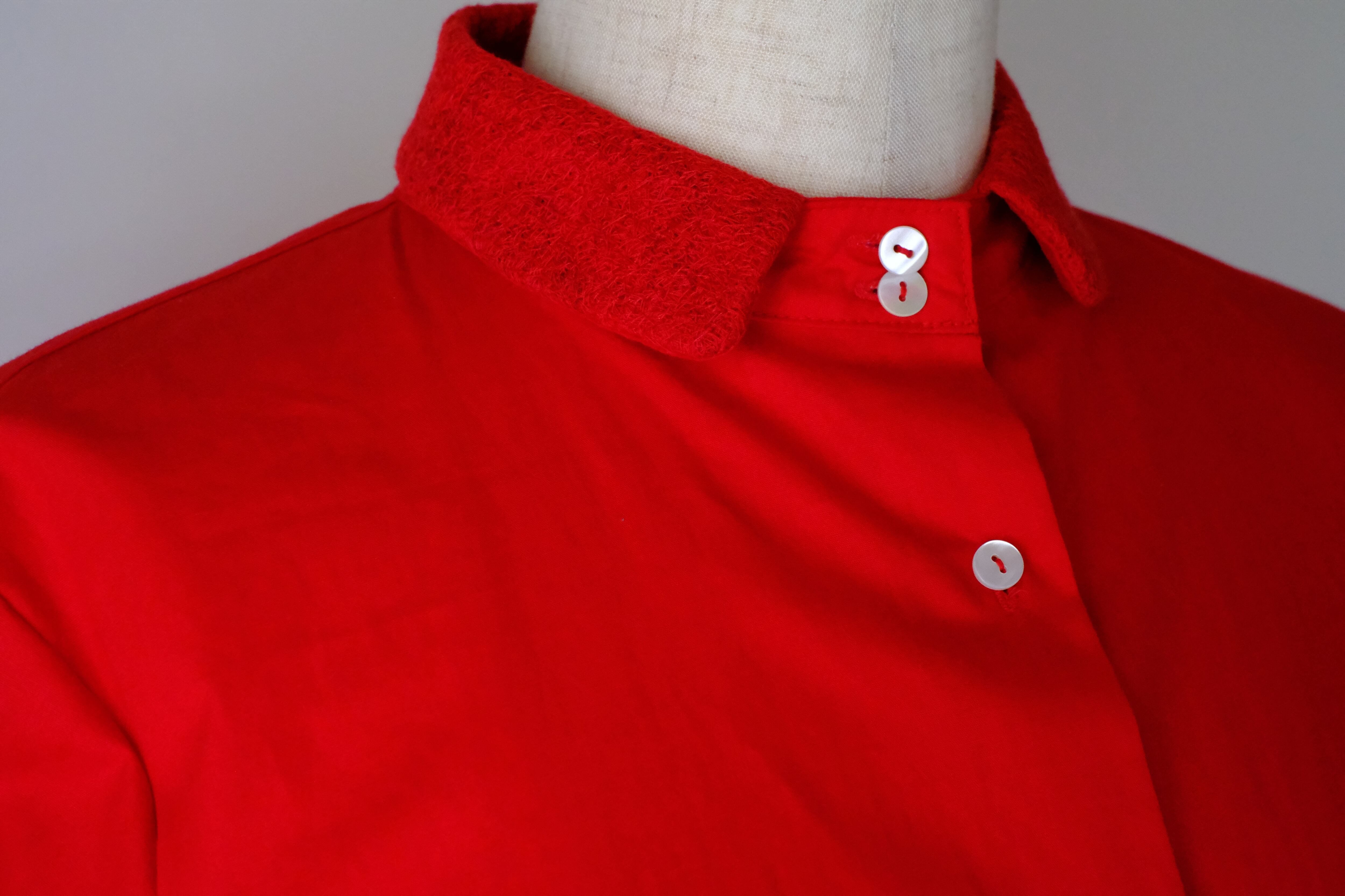 半袖スタンドカラーブラウス cl-133(赤)