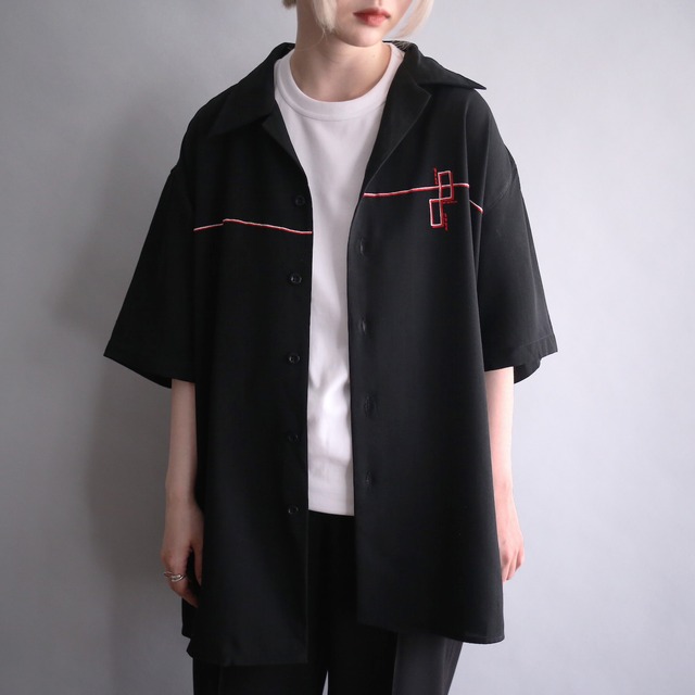 double color line square pattern h/s shirt