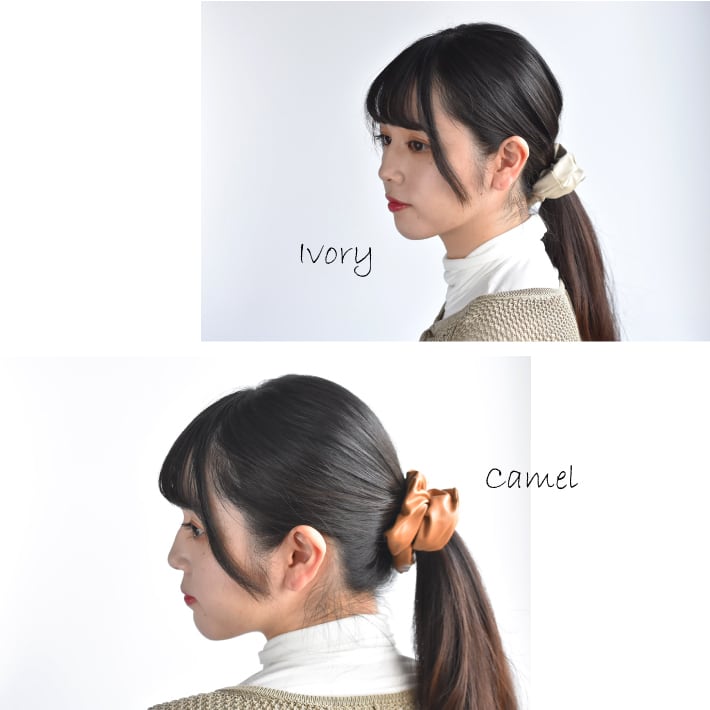 シュシュ フェイクレザー 無地 大人 シンプル 髪飾り ヘアアクセサリー