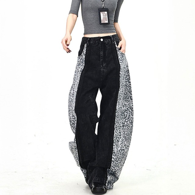 レオパードパネルミックスワイドパンツ 2col   R01502