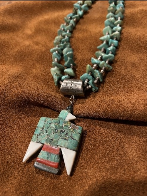 60's Vintage Kewa Pueblo (Santo Domingo) Thunderbird Necklace
