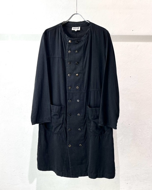 ~90s HAI SPORTING GEAR Cut-Sew Fabric No-Collar Double Coat
