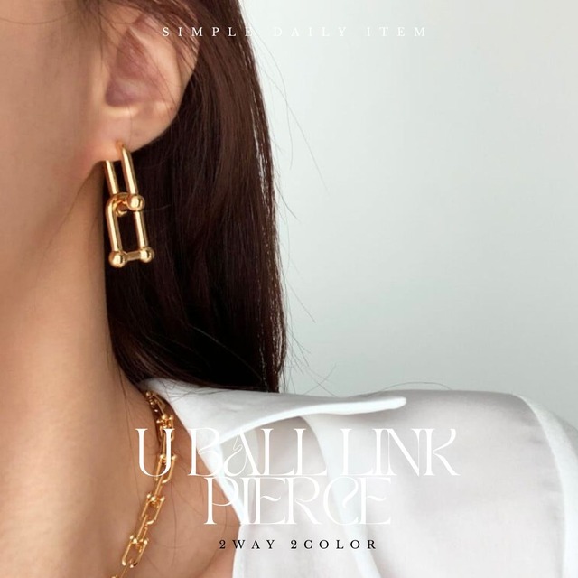 24k 2way u ball linked pierce【 2color 】No.P019 L001