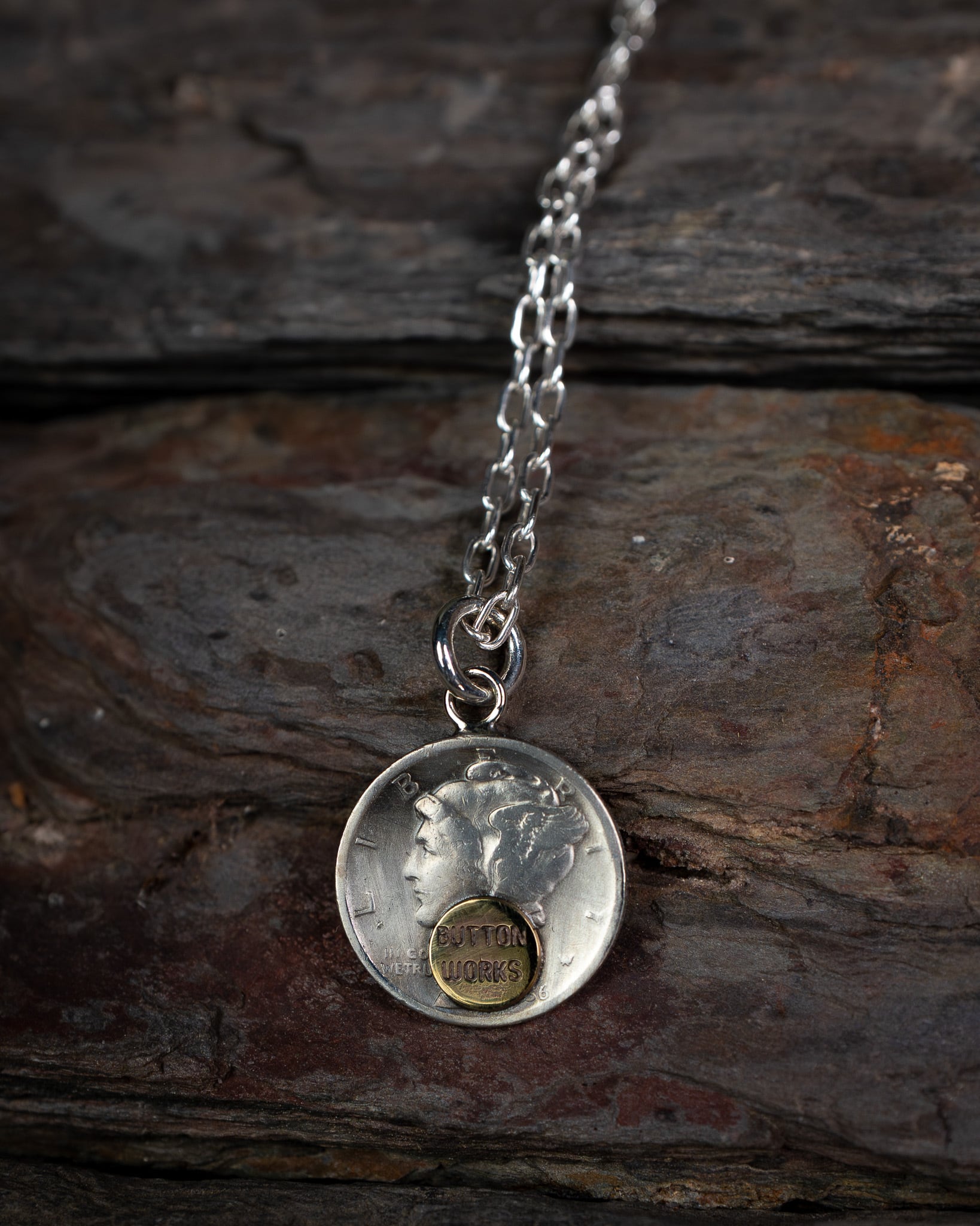 Button Works】Mercury Dime Coin Necklace Silver 900 Silver 925
