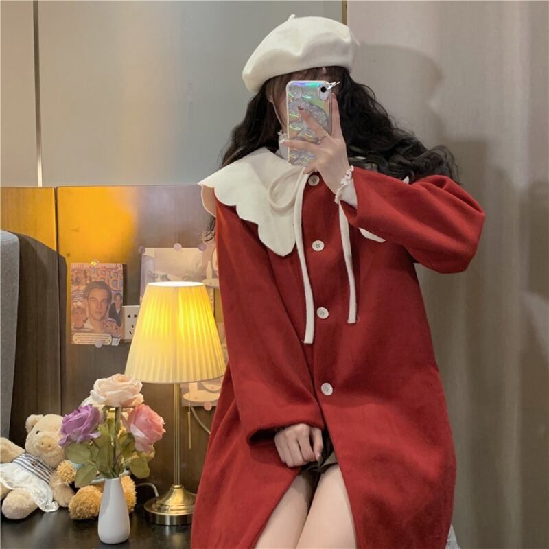 リボンコート レディースオータムウィンター コットン 秋物 冬物 萌量不足95475340847