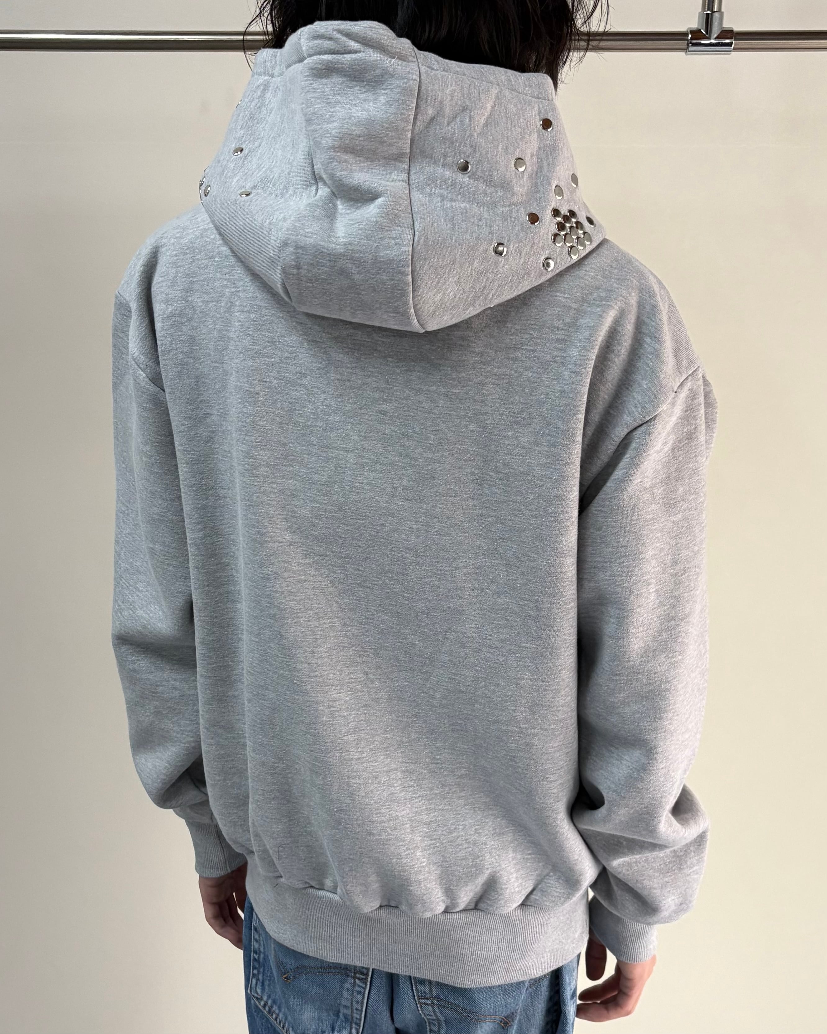 Hannah Creak】Studded Hoodie Double Zip Grey | blendmarket