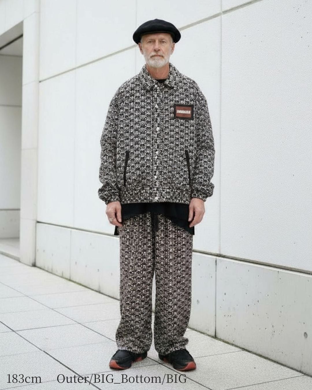 残りラスト1点|Jacquard Knit Blouson/Black Checker | AMBERGLEAM