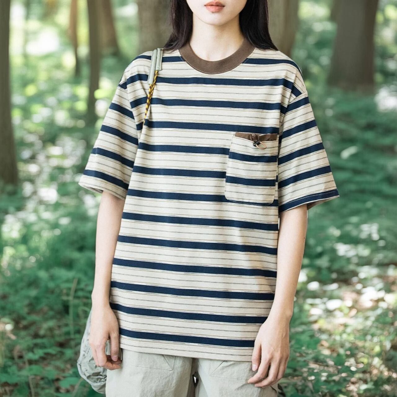 Border Crew Neck Short Sleeve T-Shirt ‐2col‐ A0405