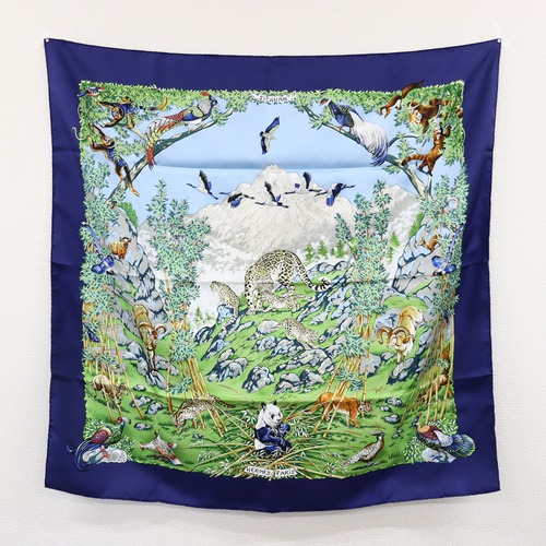 未使用品 HERMES　エルメス　カレ90　四川省　SICHUAN　パンダ　シルクスカーフ　大判ショール　23-466