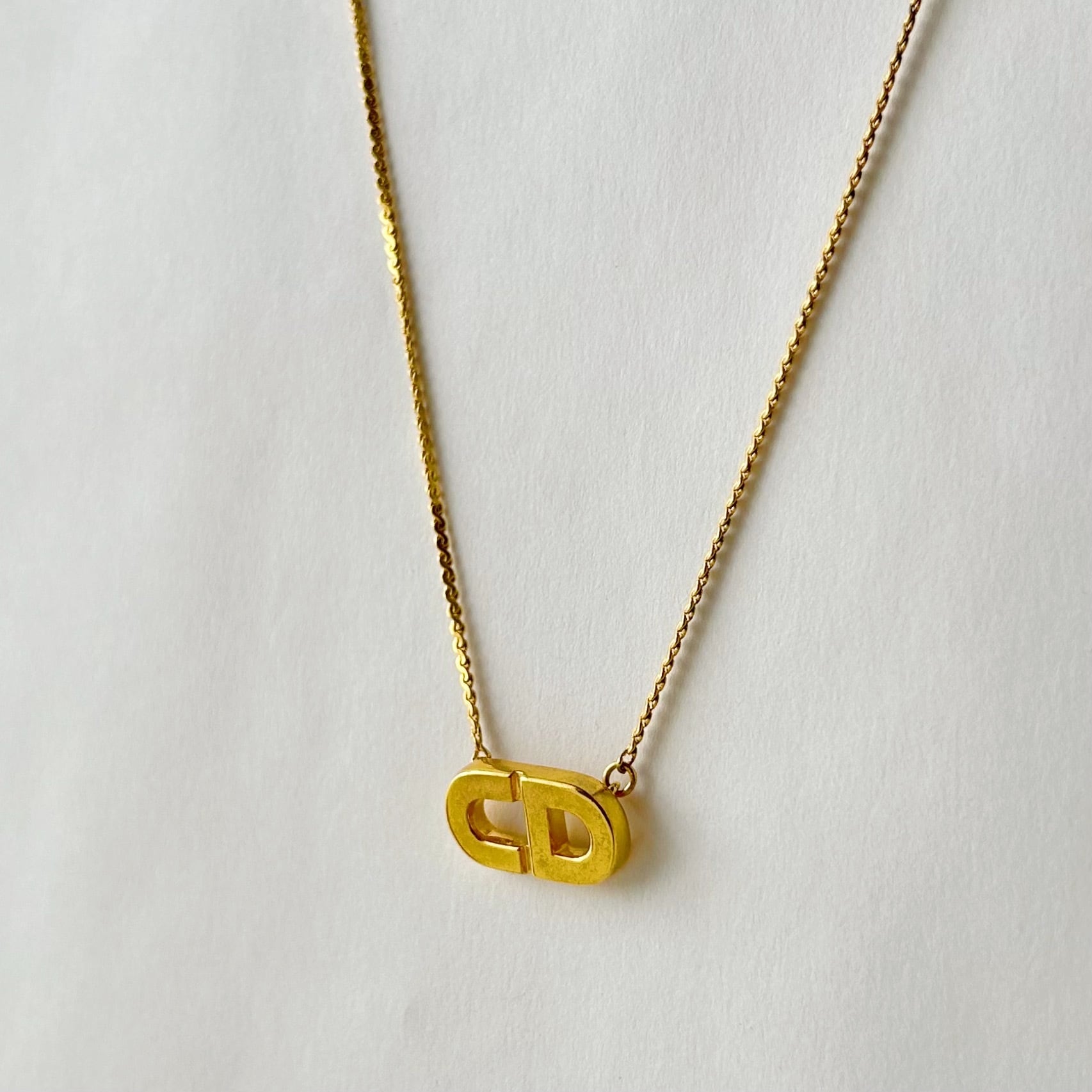 N5255】Christian Dior CD logo plate necklace/クリスチャン