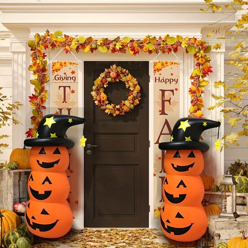 【hello】ハロウィンかぼちゃ　本物　3個セット ハロウィン かぼちゃ置物 光る LED ジャックオーランタン 3連型