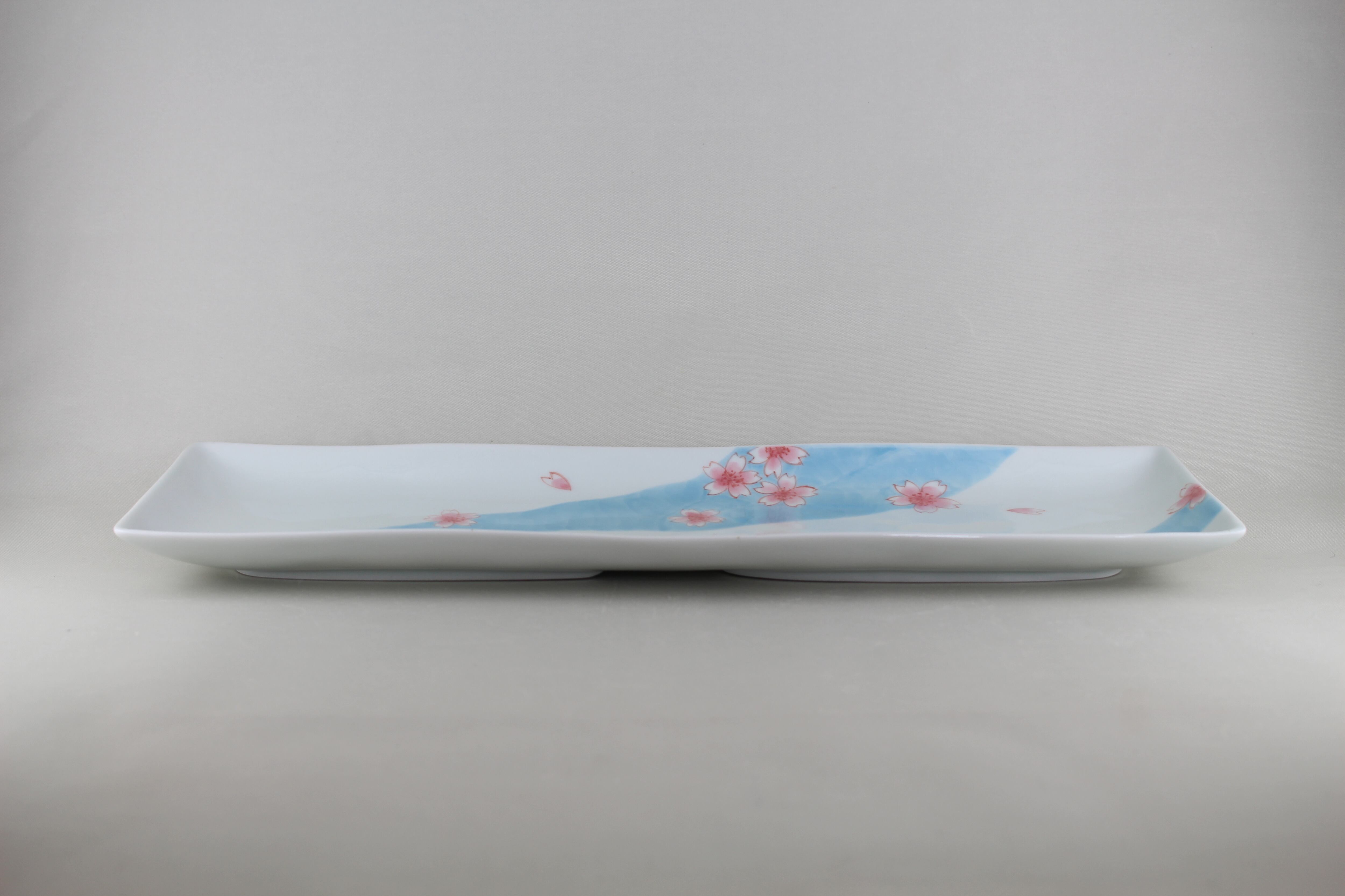 流水桜　長角細皿