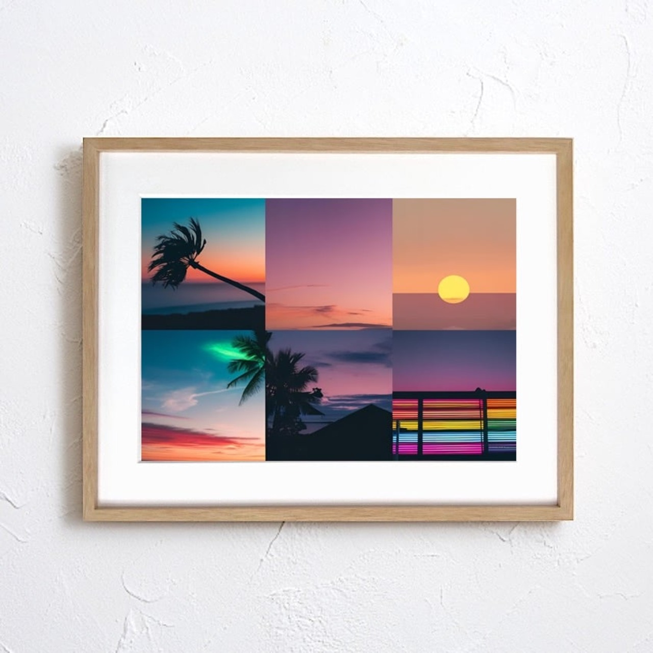 Tropical Neon Sunset｜南国の夕焼けとヤシの木が輝くネオンアートポスター｜リゾート感とモダンな彩りで空間を華やかにA2ポスター
