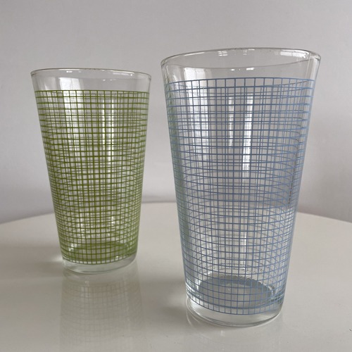 90s grid check tall glass