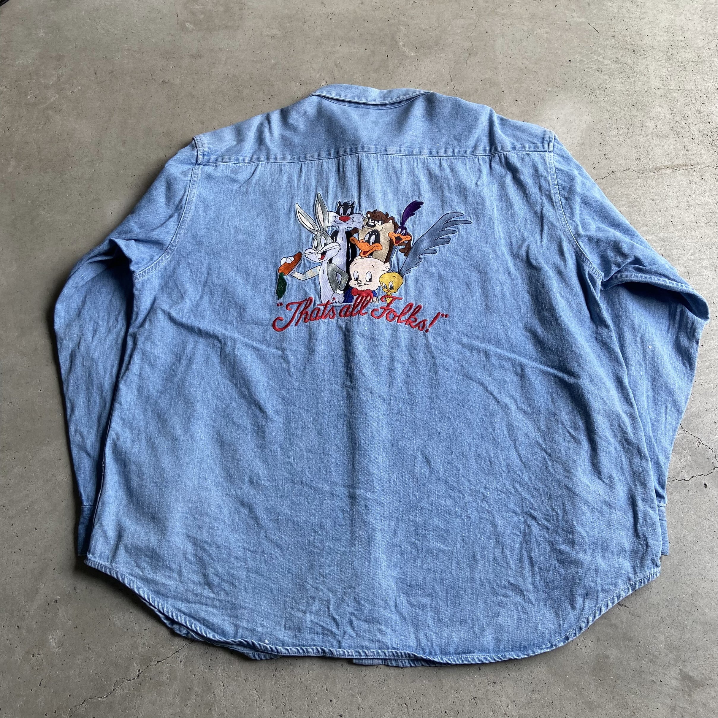 ANIMANIACS アニマニアックス 刺繍長袖デニムシャツ ビッグサイズ