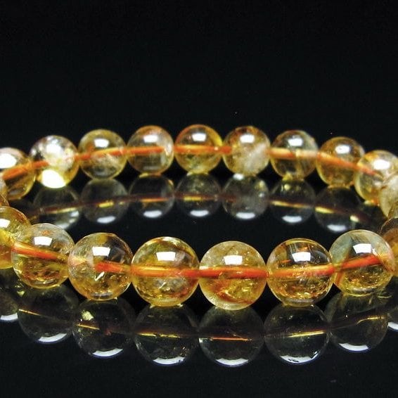 夢幻品質　秘蔵放出　宝石クオリティ　光芒万丈のナチュラルシトリンのブレス シトリン ブレスレット 虹入り 9mm シトリンクォーツ ブレス メール便
