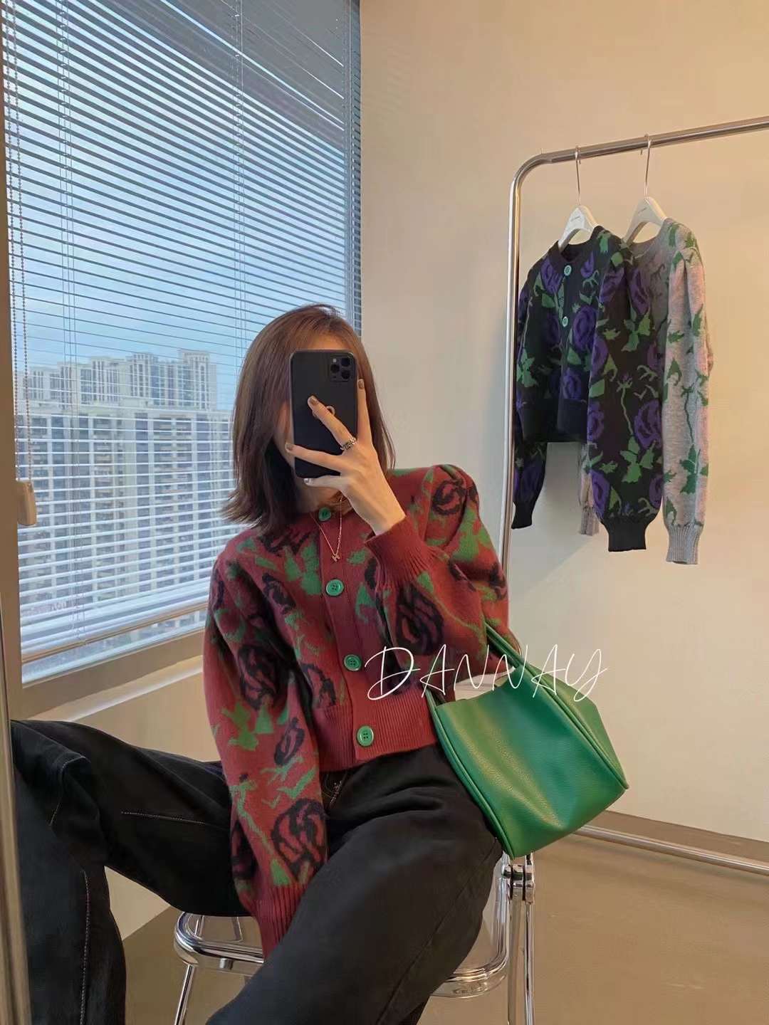 花柄ニットカーディガン  AJ22231-6033