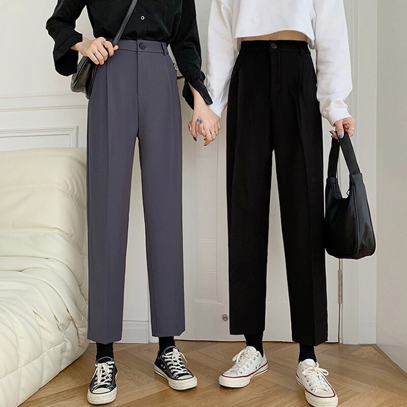 ブラックパンツ スプリングオータムハイウェストウェストカジュアル薄手 春物 秋物 スーパーモール86515379958