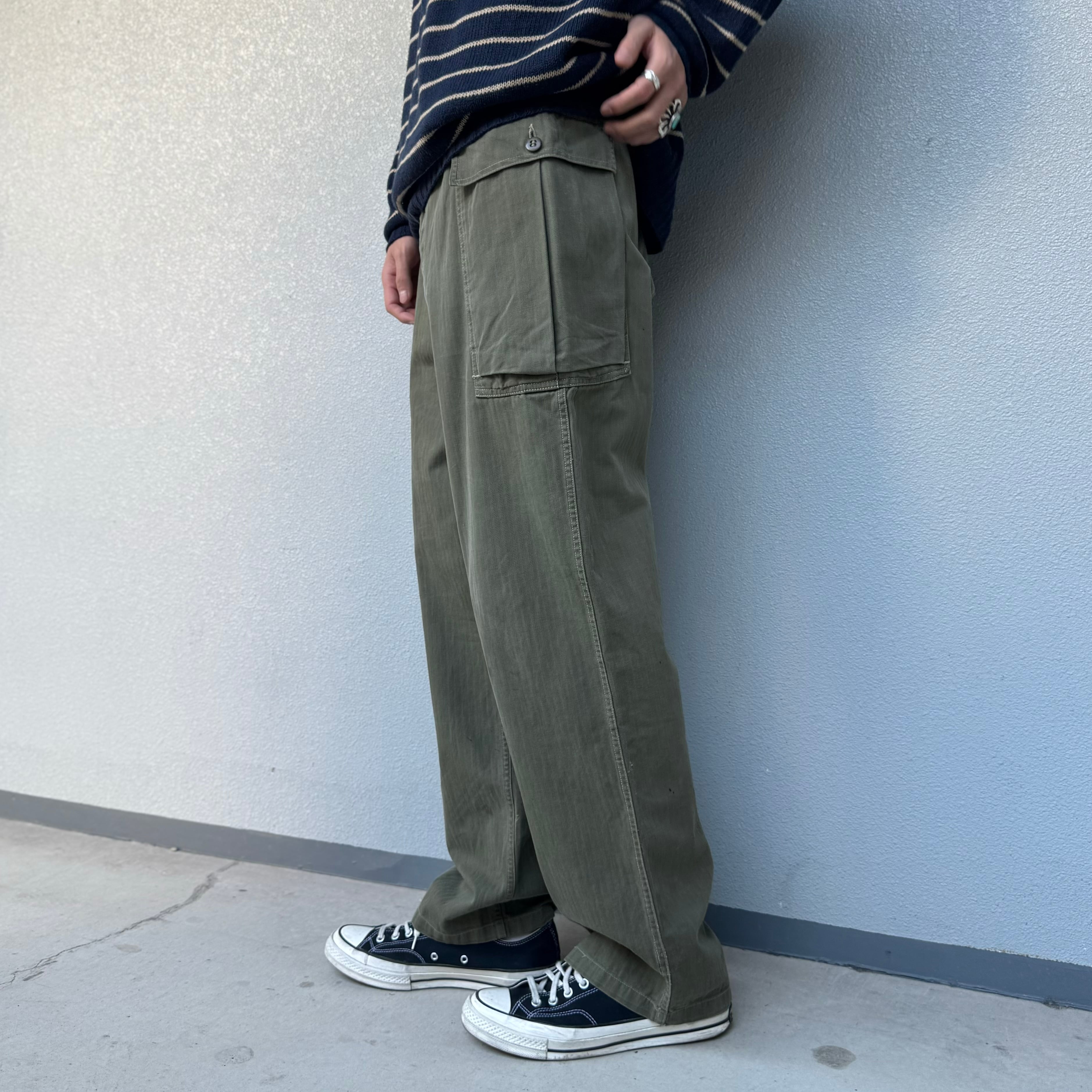 40s M43 pants 尿素ボタン コンディション良好　W32 L33 40's U.S.Army M-43 HBT Trousers “尿素ボタン” | spike osu