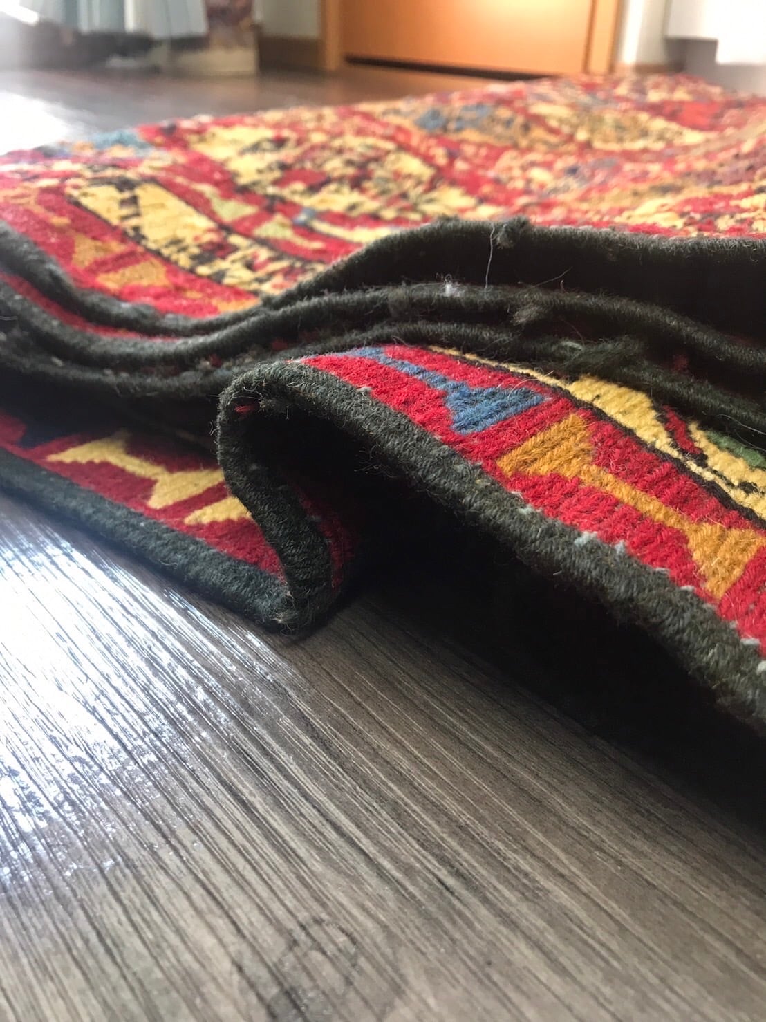 新品 ペルシャ絨毯 手織りキリム スマック織 300cm×85cm ウール 草木染
