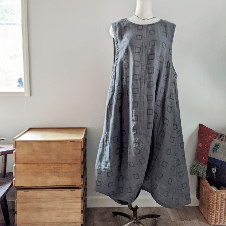 チェンマイ ダブルガーゼ 変形ワンピースチュニック グレー  