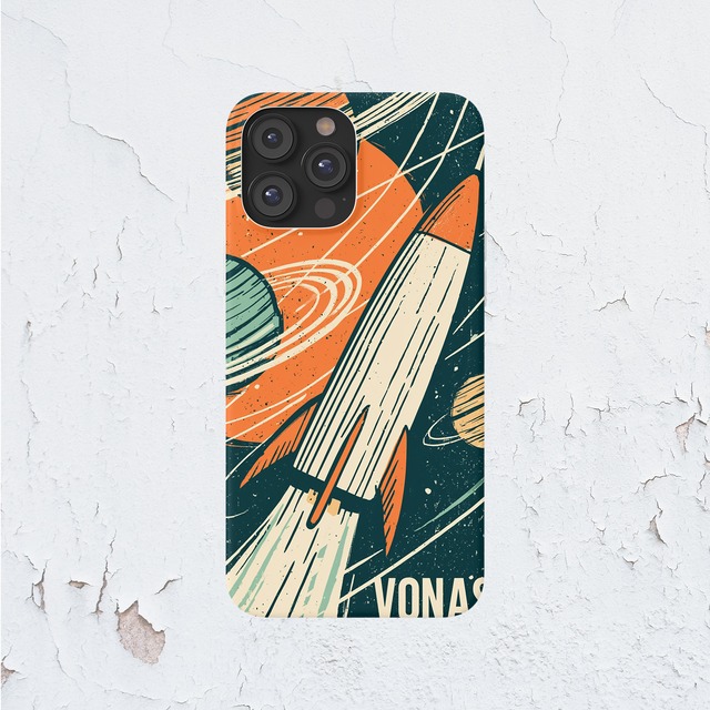 受注生産 iPhoneケース ロケット発射の宇宙ポスター｜スペースエイジ RFSP042A