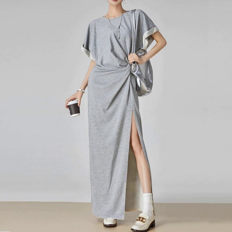 loose twist T-shirt dress W00378