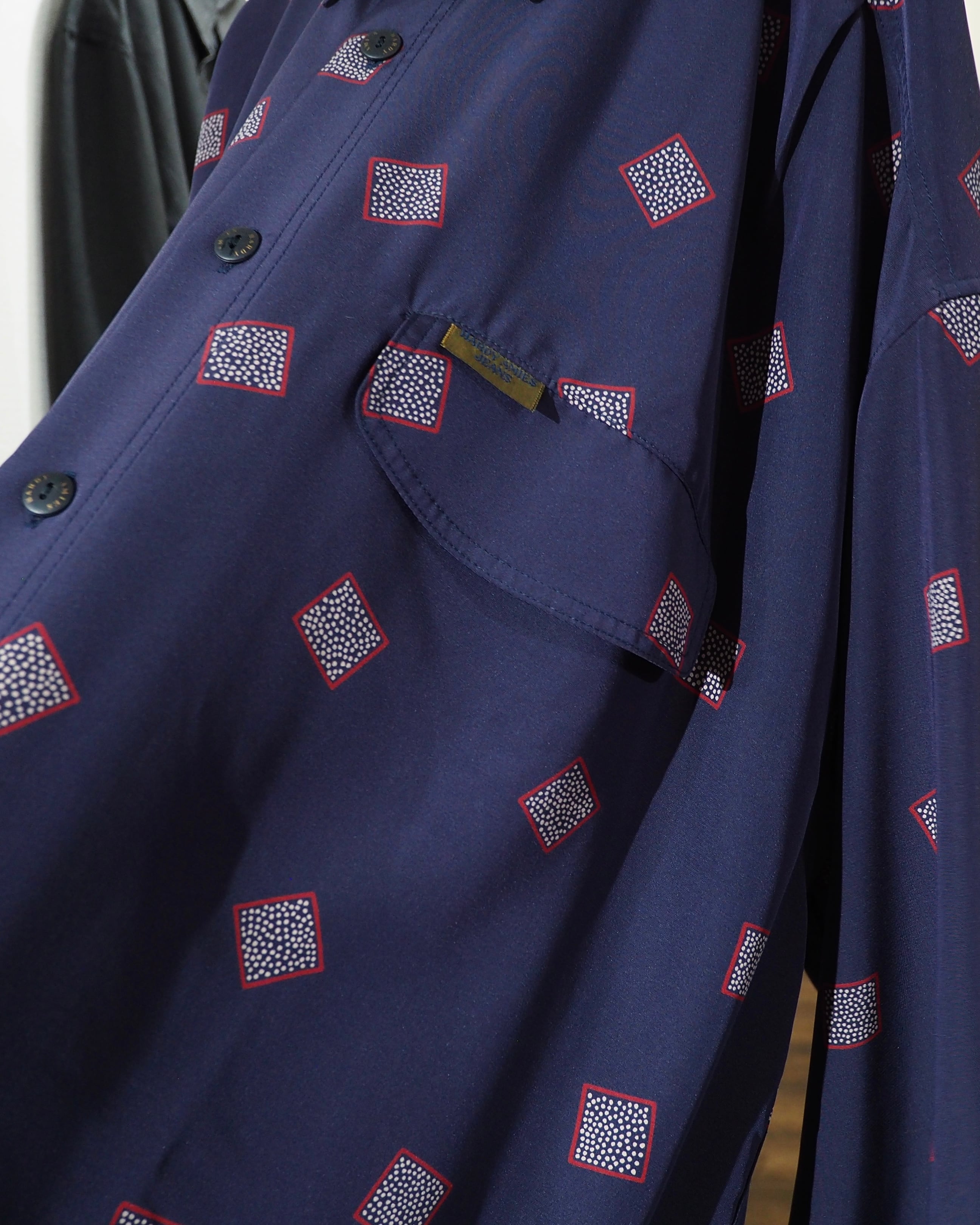 1990s Beautiful Bewitching Purple All Over Pattern vintage Drape Loose Shirt