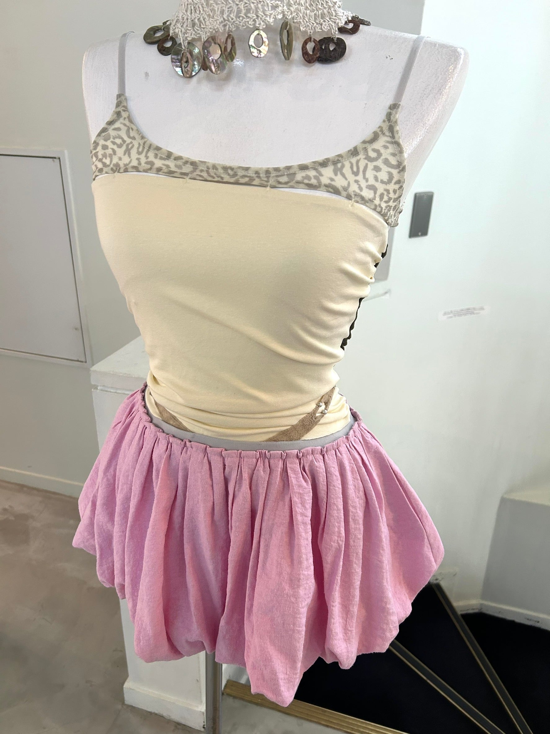 RUIbuilt Ripple Knit Combo Leopard Mesh Top