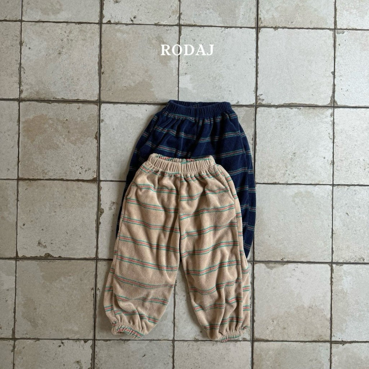 【RODA J】パイルボーダーパンツ ネイビー 80~130cm 240819 - 2