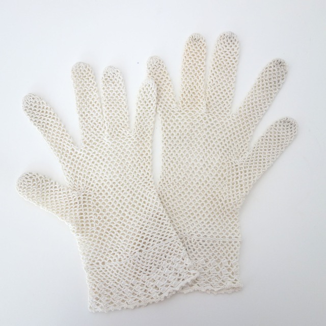 【FRENCH ANTIQUE】【 DEADSTOCK】フレンチレース製クロシェレースグローブ "GANTS EN DENTELLE"