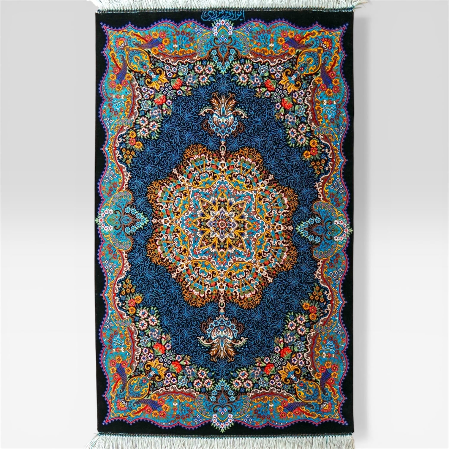 89×59cm 手織り ペルシャ絨毯 クム産 シルク100% 証明書付 | Decorworks