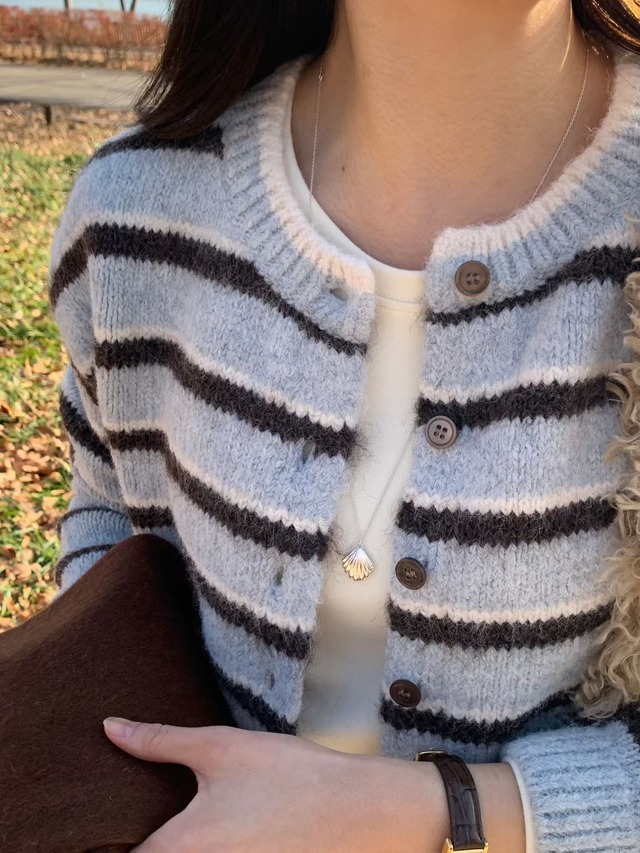 (予約) signature / Widen stripe cardigan 2color