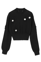 CLANE FLOWER MOTIF KNIT CARDIGAN