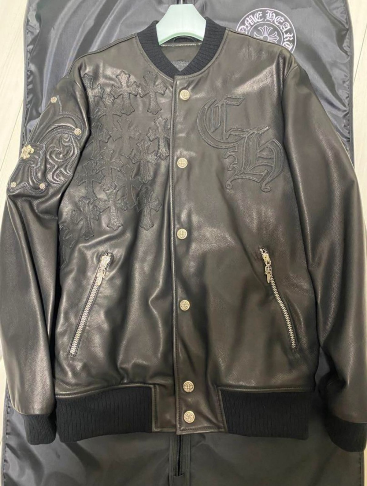 CHROME HEARTS クロムハーツ レターマン オールレザー ジャケット 