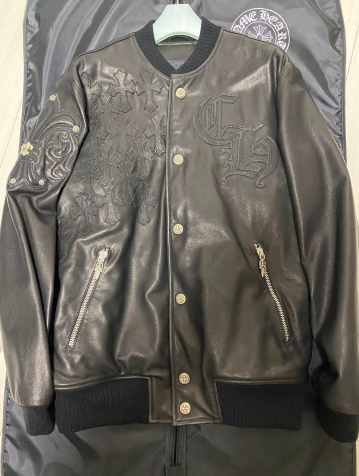 CHROME HEARTS クロムハーツ レターマン オールレザー ジャケット