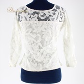 社交ダンス 衣装 スタンダード トップス レッスンウェア レディース オールシーズン 白 Sanline サンリーヌ ホワイト系 レース 長袖 オールシーズン用 レディーストップス 日本製 ナイロン ポリウレタン 伸縮性あり フェミニン スタイリッシュ