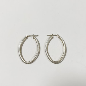 Old 925 Silver Hoop Pirced Earrings Made In Hungury