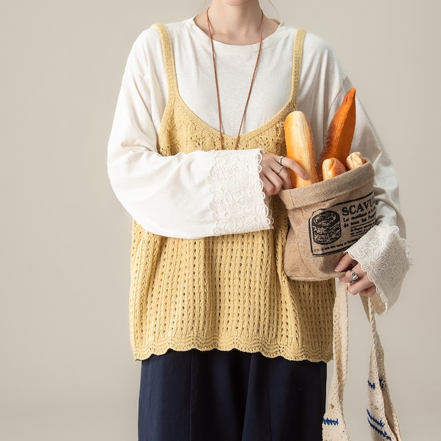 ナチュラル透かし編みキャミソール　M2137