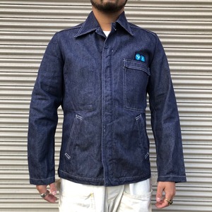 良品 80s フランス製 ヴィンテージ フランス国営企業 デニム ワークジャケット フレンチワーク ミリタリー インディゴ M トラッカー 70s