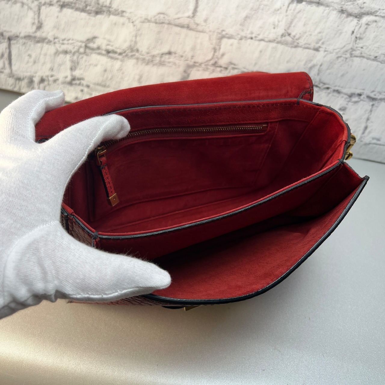 Dior クリスチャンディオール レザー ショルダーバッグ レッド A-9737