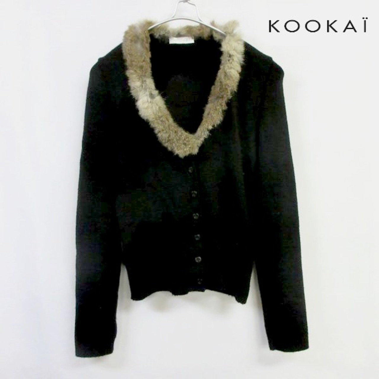 □KOOKAI/クーカイ/フランス製/ファー付き長袖ニットカーディガン  
