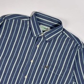 Crocodile クロコダイル ストライプ 半袖シャツ M/ブルー系 メンズ