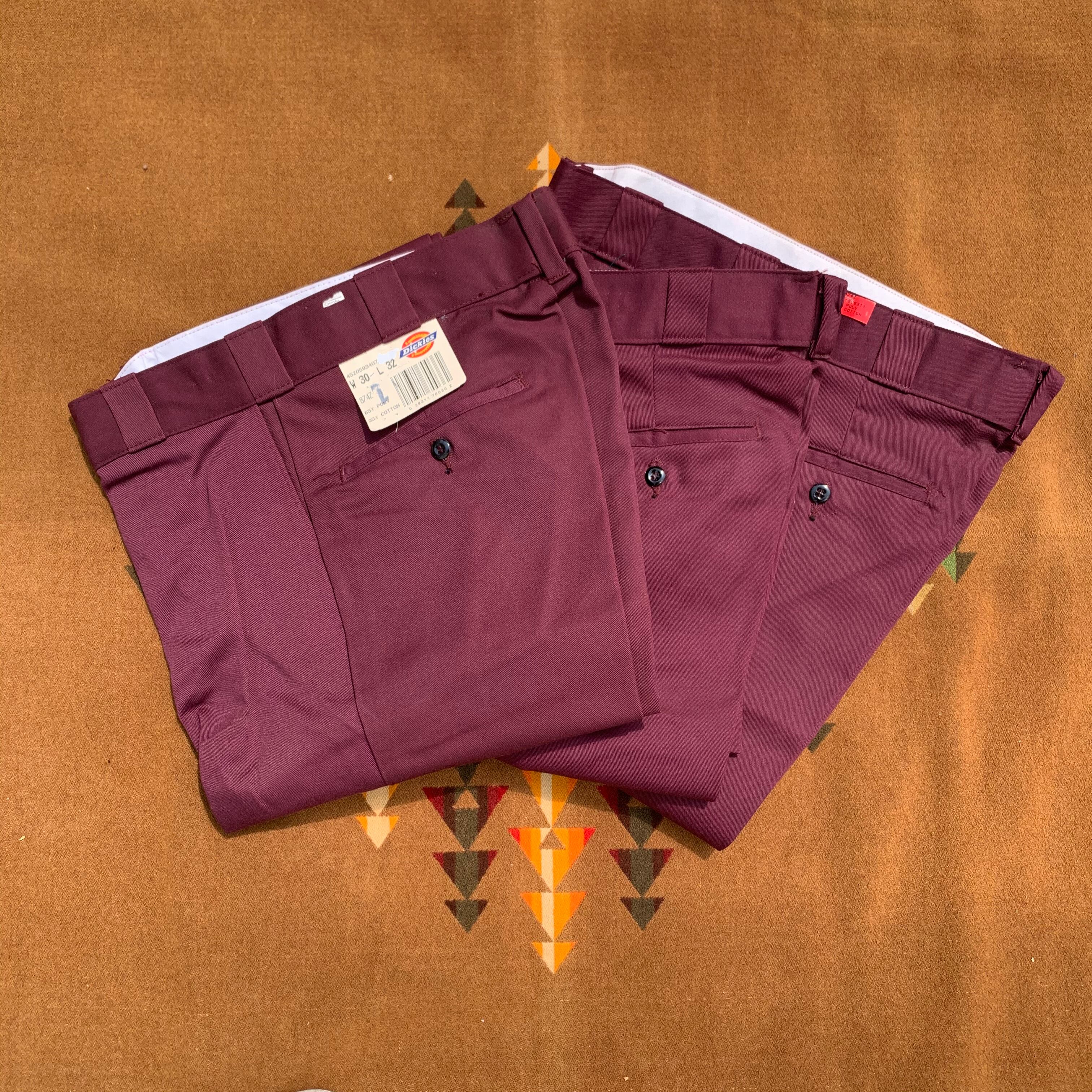 1980-90s Deadstock "Dickies S874Z (Maroon)" Vintage Work Pants