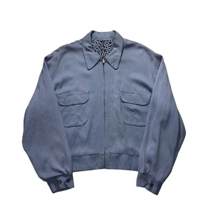 vintage 1950’s saxe blue rayon gabardine jacket with Atomic lining