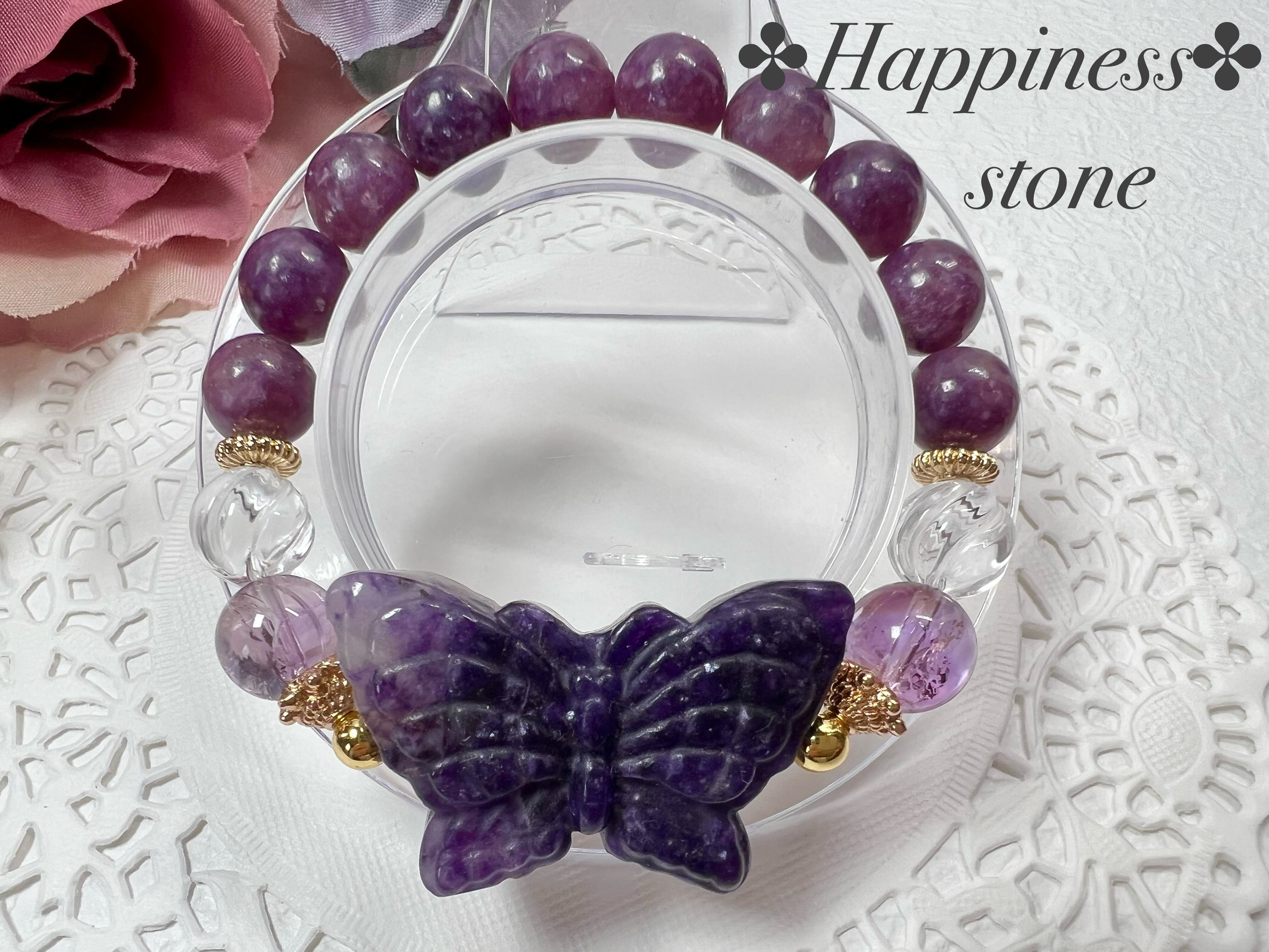 【レピドライト蝶々ブレスレットεïз゜】◆送料無料◆天然石 パワーストーン