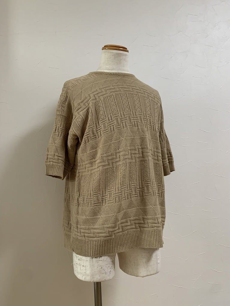 1980~90's Knitting Design Half Sleeve Summer Sweater