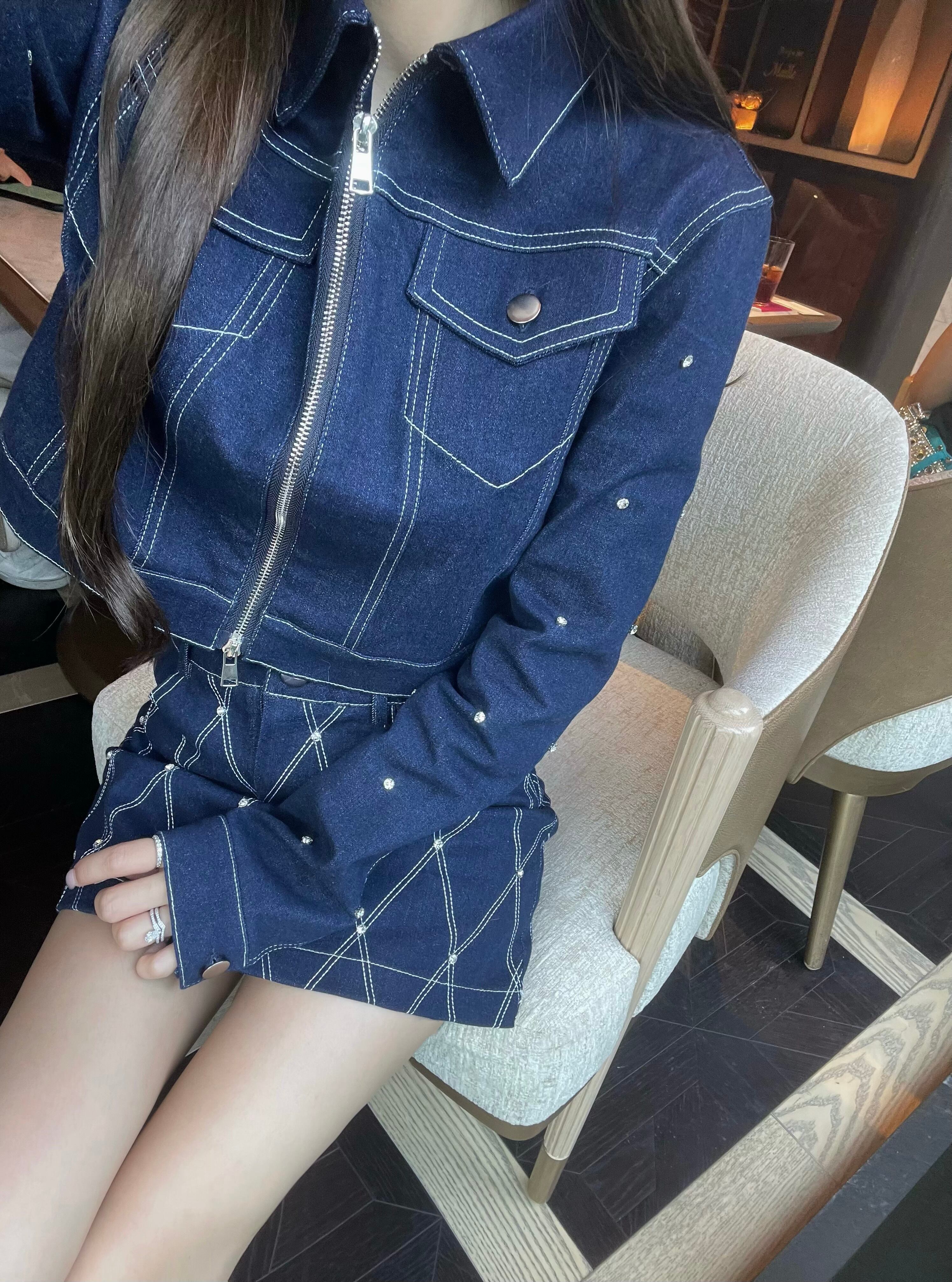 Lumignon original ♥ Denim white stitch kirakira jacket | Lumignon
