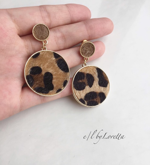 Leopard circle pierce/earring
